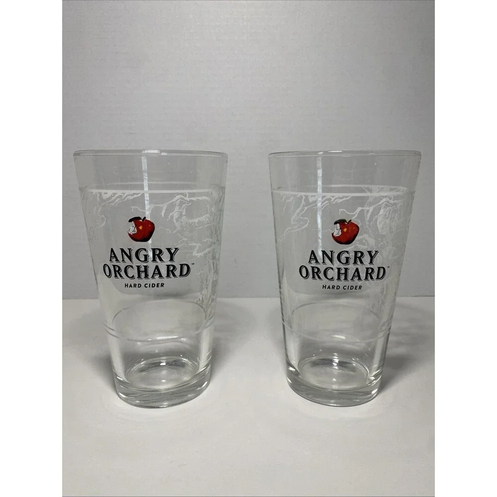 LOT OF 2 Angry Orchard Hard‎ Cider 16 oz Craft Beer Pint Glass
